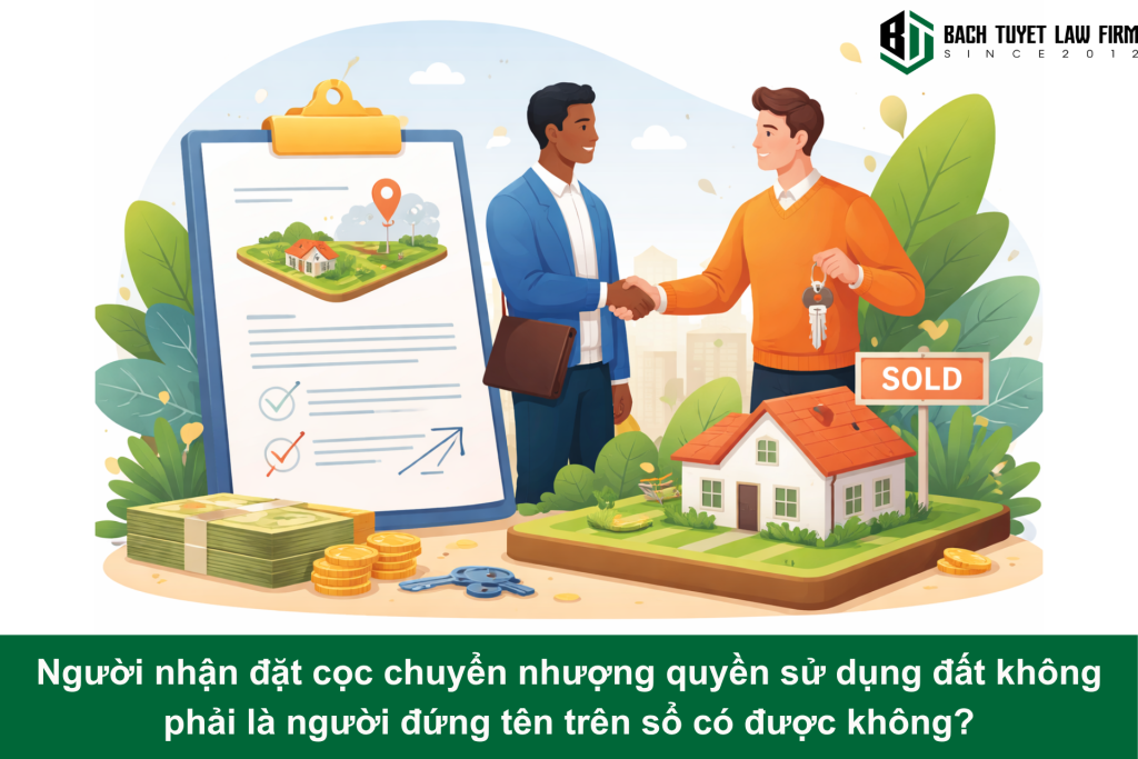 Người nhận đặt cọc chuyển nhượng quyền sử dụng đất không phải là người đứng tên trên sổ (gcnqsdđ) có được không? 1 Người nhận đặt cọc chuyển nhượng quyền sử dụng đất không phải là người đứng tên trên sổ có được không
